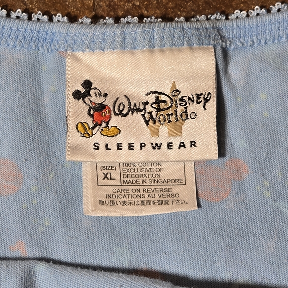 Walt Disney World Mickey Fantasia Nightgown Sleepwear Blue 100% Cotton XL - Picture 2 of 7